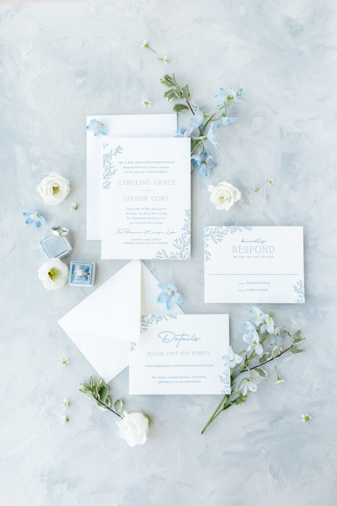 Luxury Custom Wedding invitations blue white