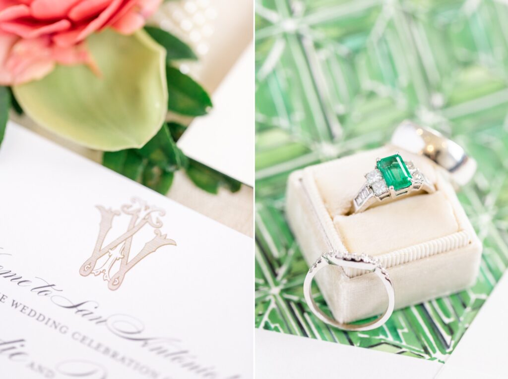 Family crest and emerald diamond ring