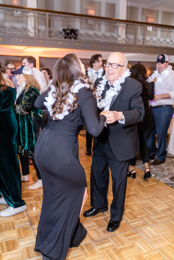 grandpa dancing in Anacacho Ballroom at St. Anthony Hotel