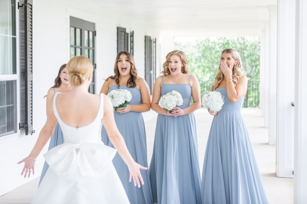First Look with bridesmaids