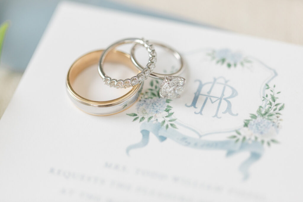 wedding rings and custom monogram