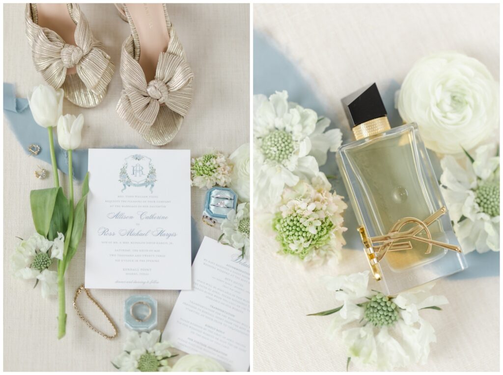 wedding invitation and YSL perfume