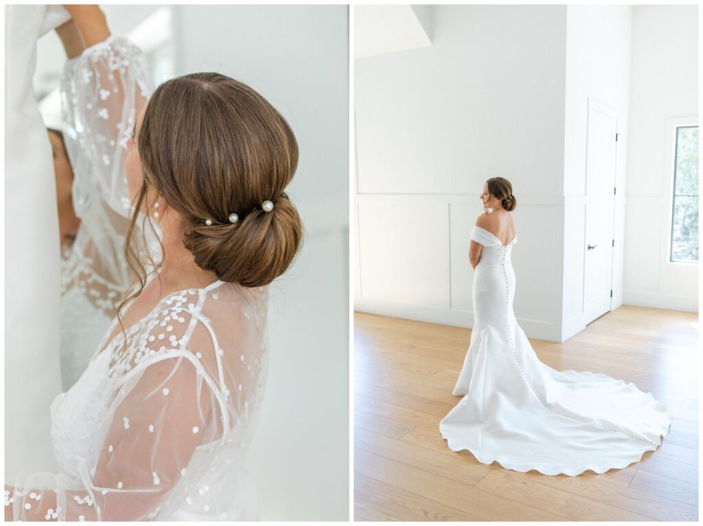 bridal hair with pearls