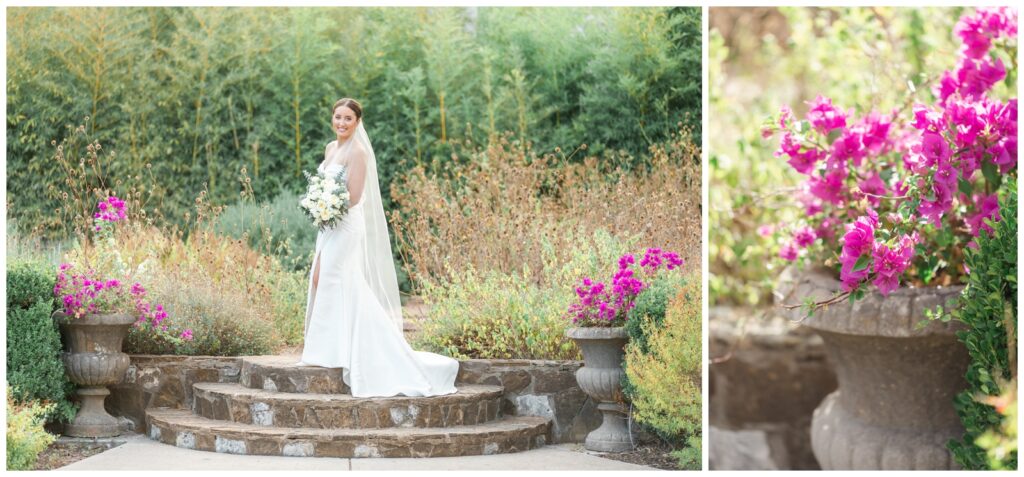 bridal portrait with bougainvillea flowers