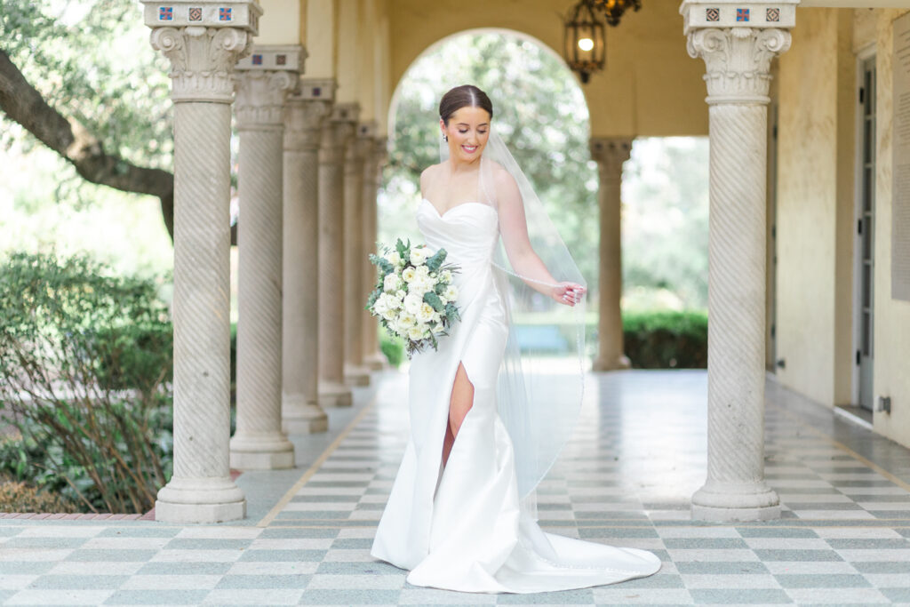 bride playing with her veil